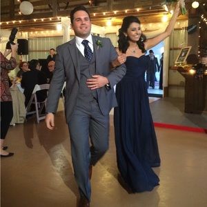 JS Boutique Strapless Chiffon Gown